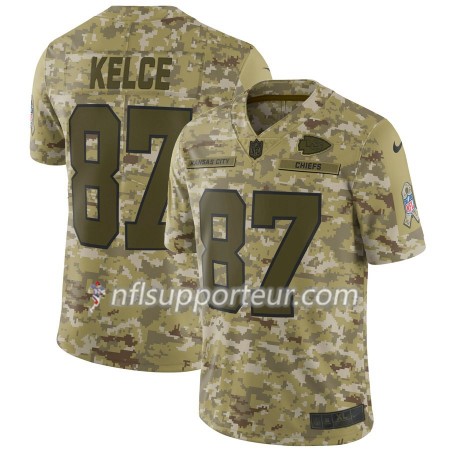 Maillot Homme Kansas City Chiefs Travis Kelce 87 Nike Camo Salute to Service
